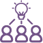 collaboration collaboration icon iwth 3 people below light bulb