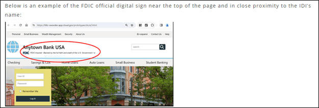 FDIC Official Digital Sign Website Example