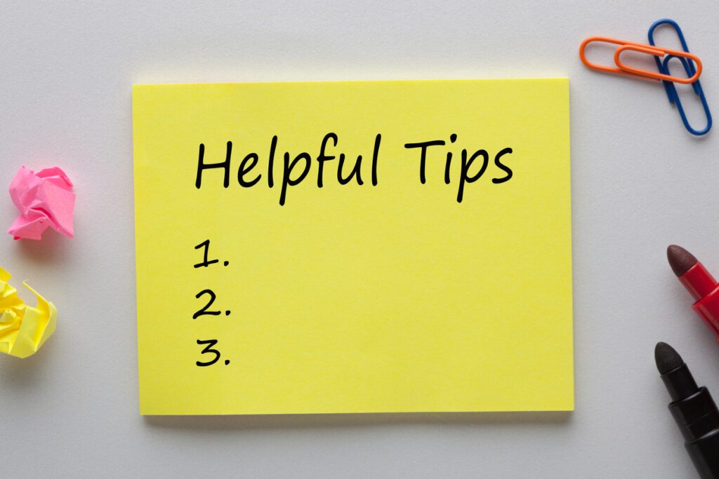 helpful tips with three numbers on yellow post it note