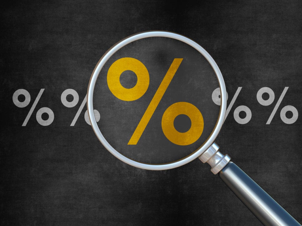 percent sign under magnifying glass